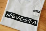 Nevesta - Dámske bavlnené tričko čiernobiele – Obrázok 4