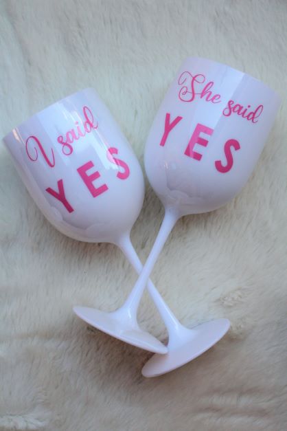 Plastový pohár v štýle MOËT - obojstranný polep - I said yes/She said yes