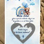 BUDEŠ MOJOU KRSTNOU MAMOU? modrá - Pozvánka na krstiny trocha inak - editovateľné