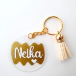 Personalizovaná akrylová kľúčenka s menom - zlatá