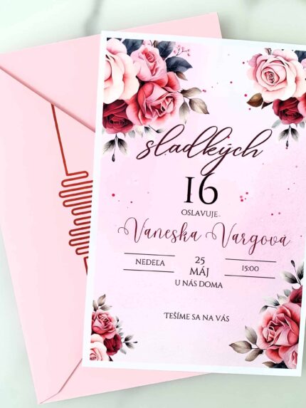 Pozvánka na narodeniny - Sladkých 16